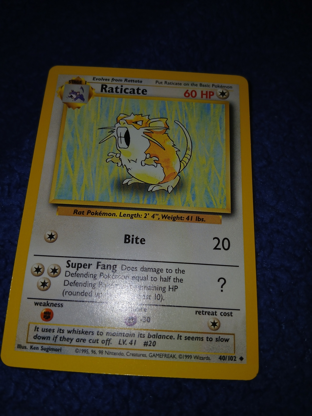 Classic Raticate Pokémon Card - Yellow
